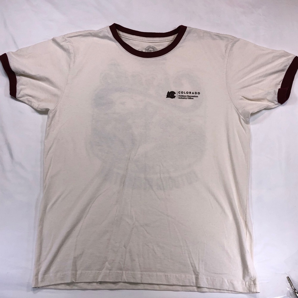 The Duck Company Colorado Outdoor Recreation Ringer Tee Cream Burgundy Mens L